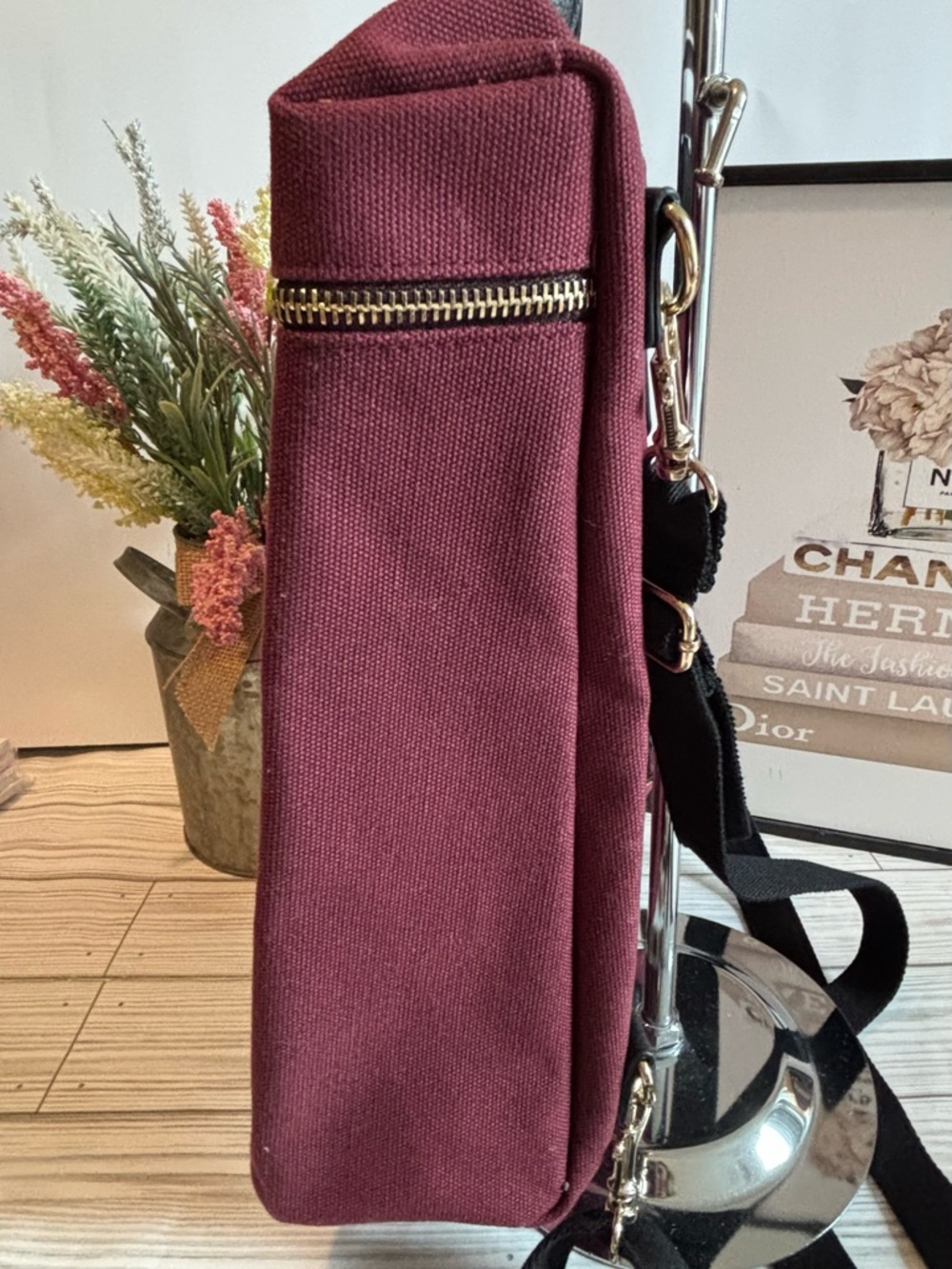 Henri Bendel Maroon Canvas Backpack with Black Accent - Women Bags - Picture 6 of 7